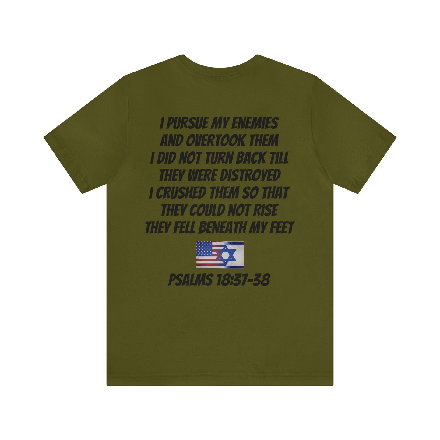 PSALMS 18:37-38 ISRAEL STRONG Unisex Jersey Short Sleeve Tee